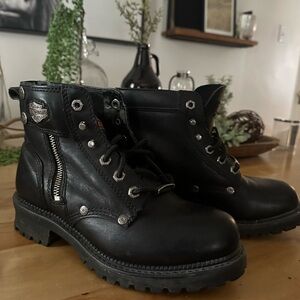 Harley-Davidson Black Leather Ankle Boots